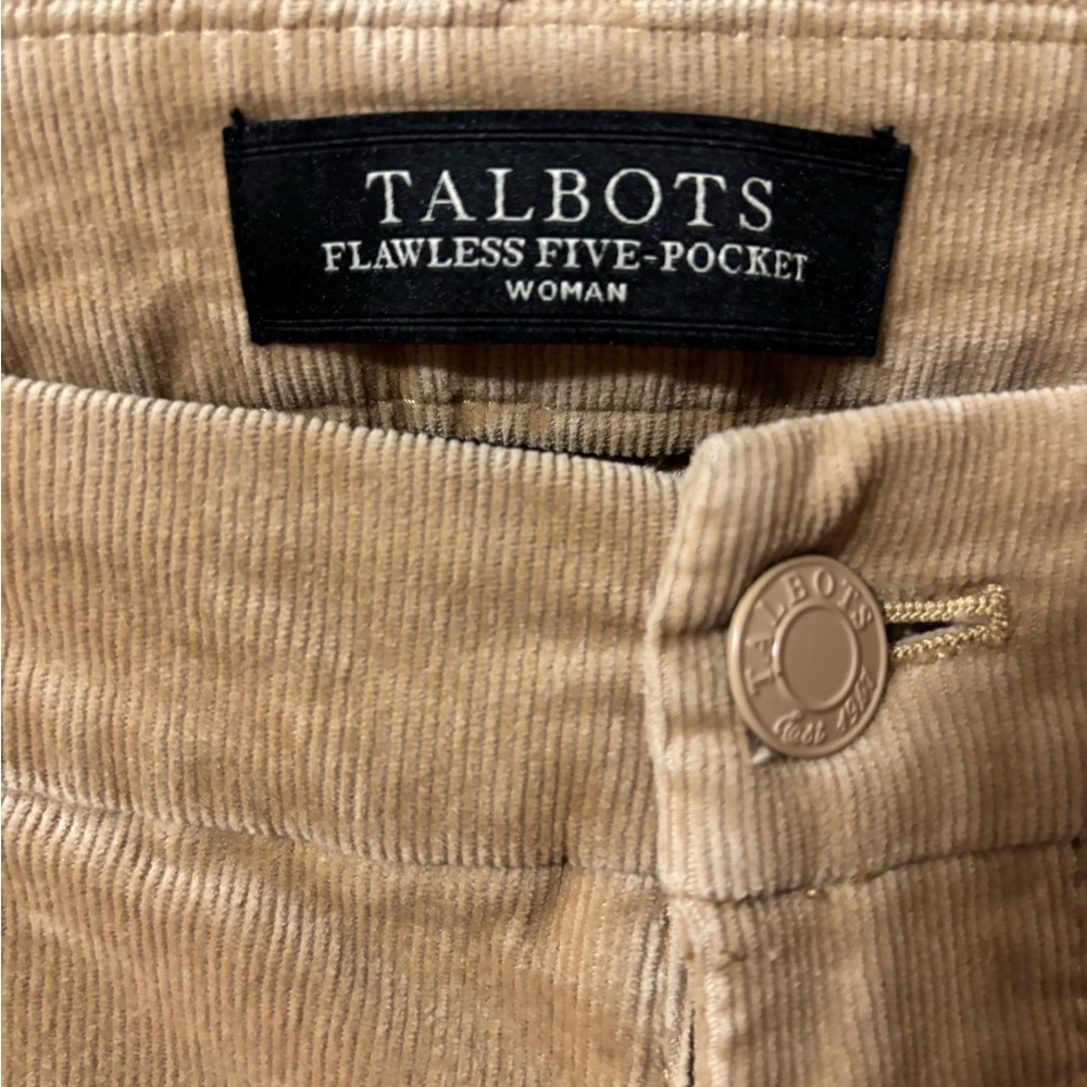 Talbots Beige Corduroy Ankle Pants with. Frayed edges - Picture 3 of 5
